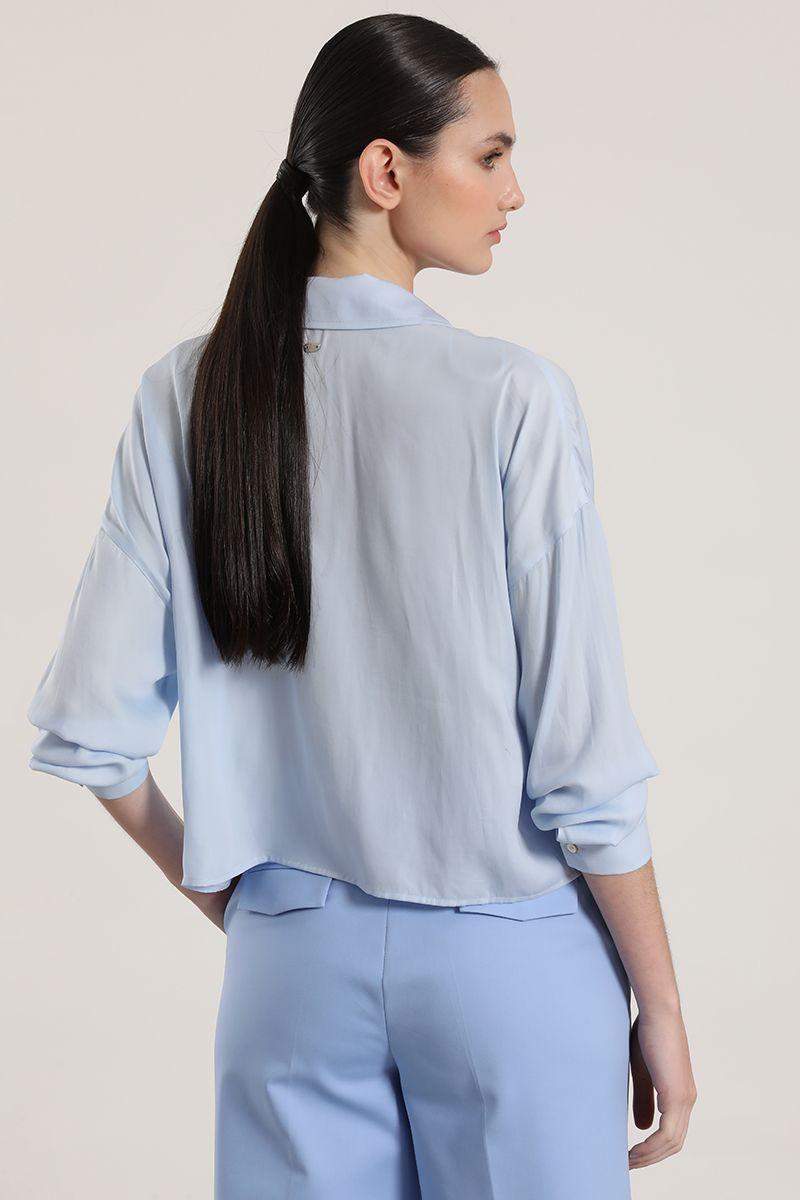 Blusa amplia satinada Liola mujer celeste-5