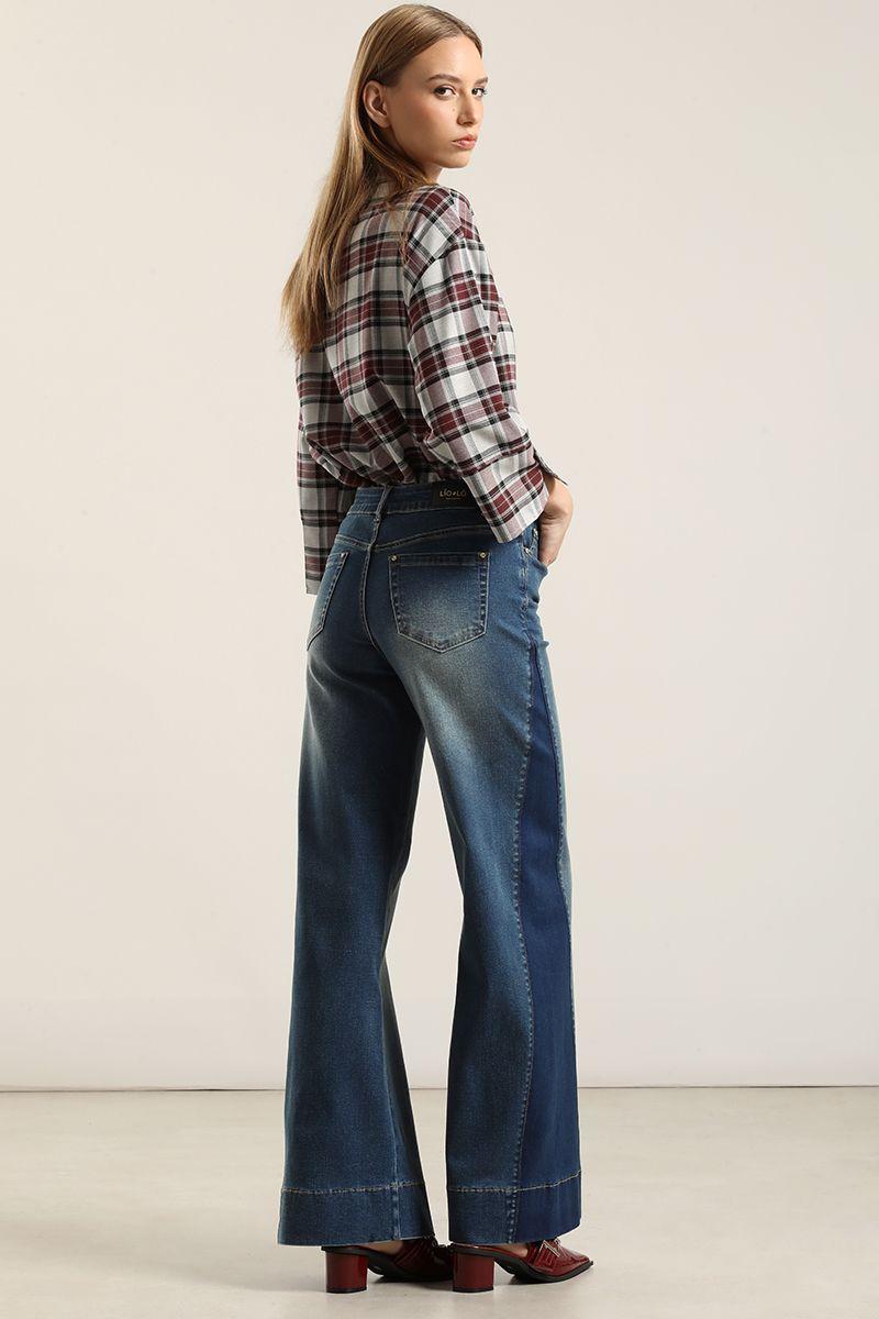 Jeans palazzo contraste, azul Liola-2