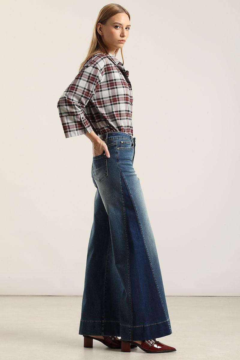 Jeans palazzo contraste, azul Liola-4