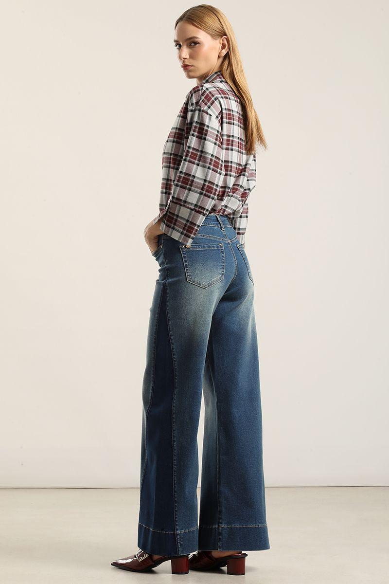 Jeans palazzo contraste, azul Liola-5