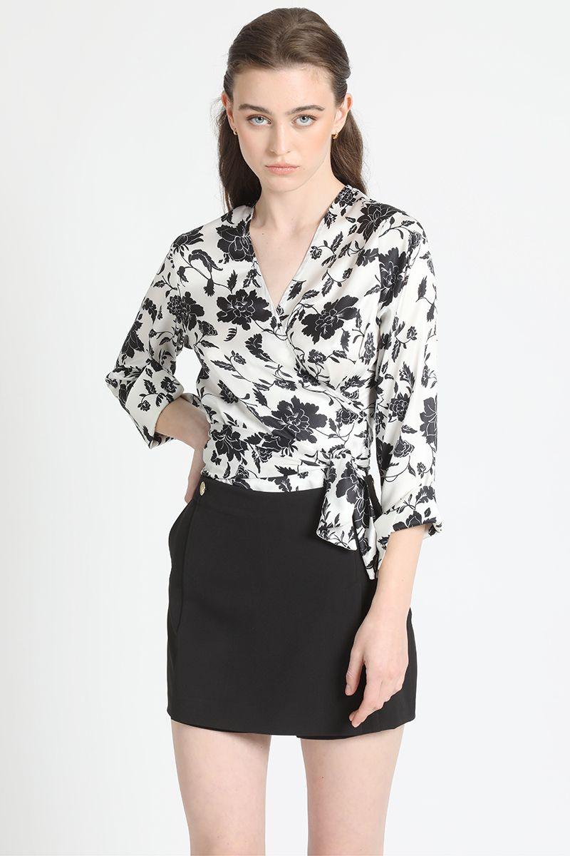 Blusa Cruzada Satin Estampado Crudo Liola-0