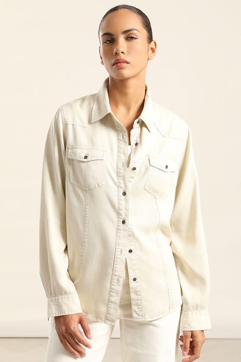 Camisa Lyocell Procesado, Beige Liola-3