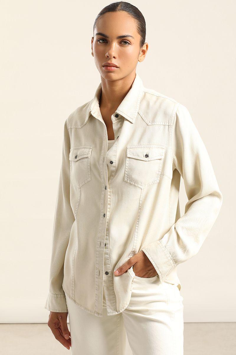 Camisa Lyocell Procesado, Beige Liola-4