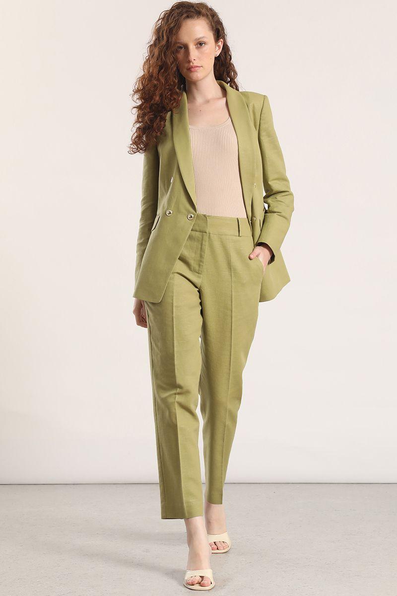 Pantalón sastre lino liola verde-1