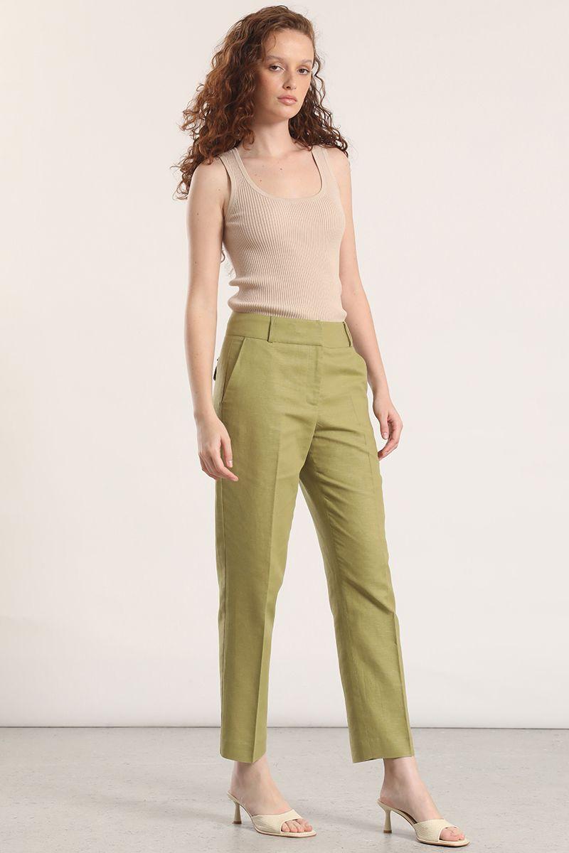 Pantalón sastre lino liola verde-3