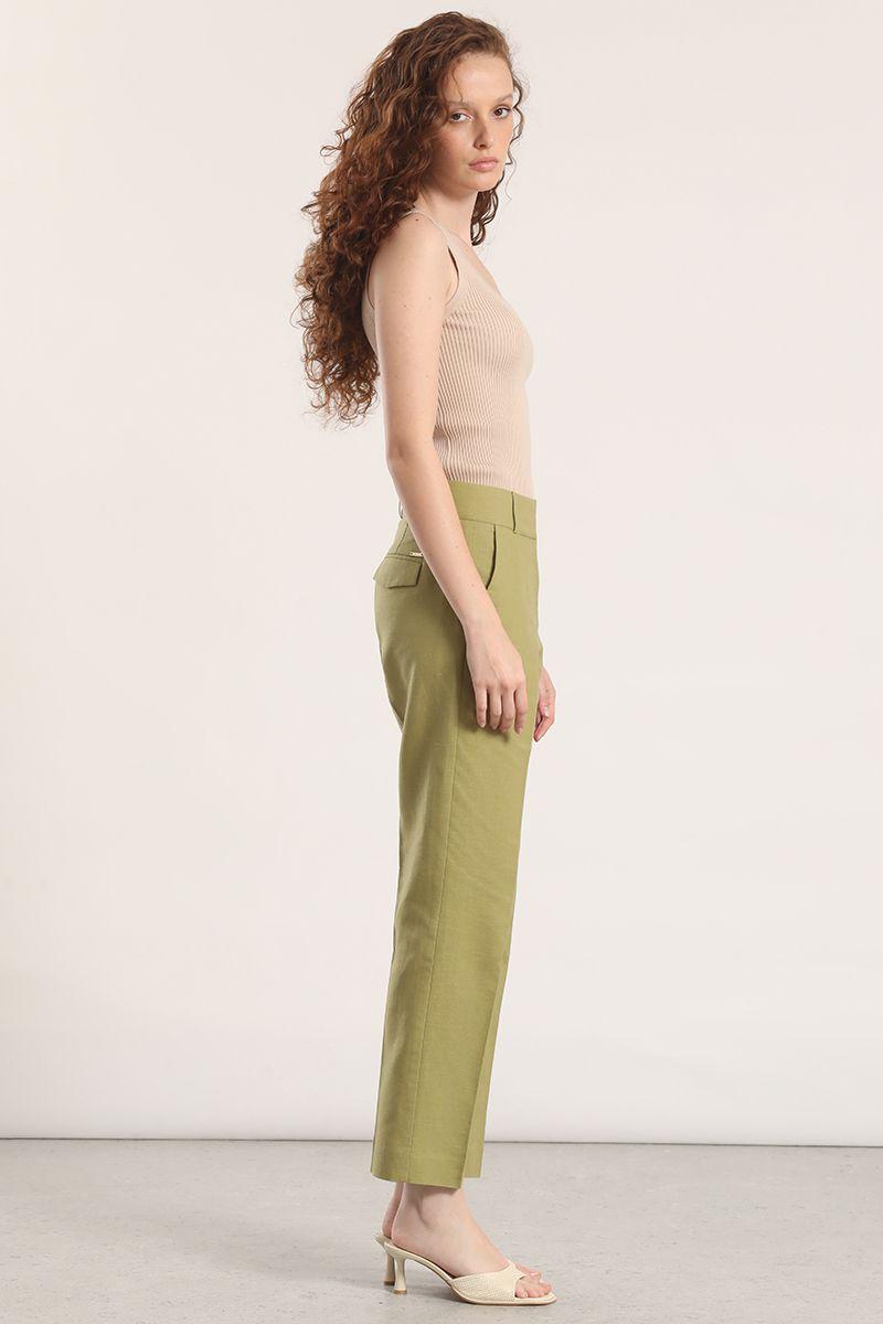 Pantalón sastre lino liola verde-4