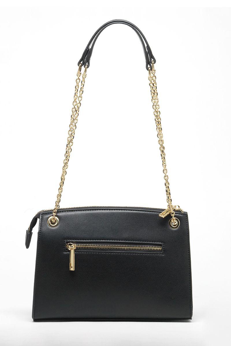Cartera Efecto Cuero Mezcla Piton, Negro Liola-3