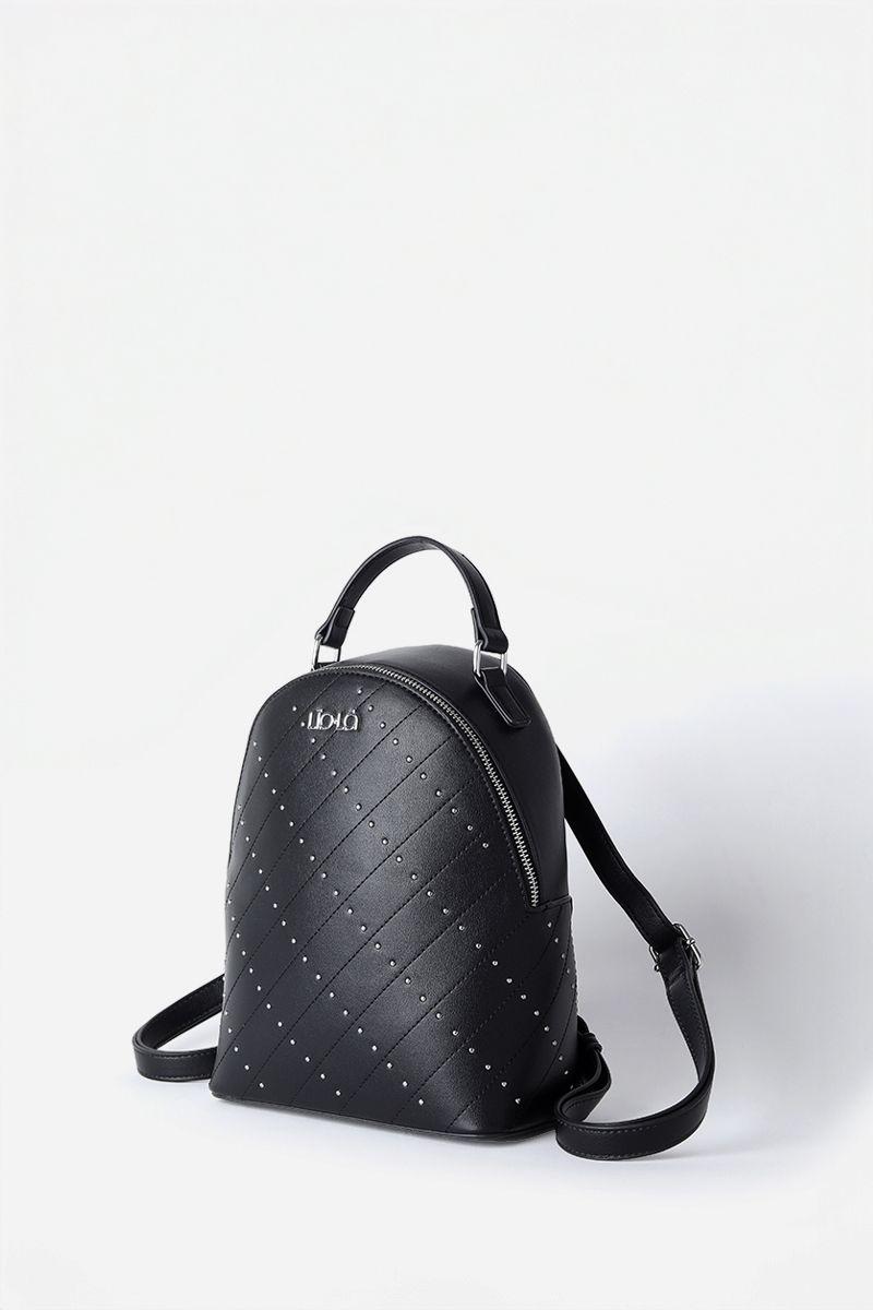 Mochila Con Tachas, Efecto Cuero, Negro Liola-2