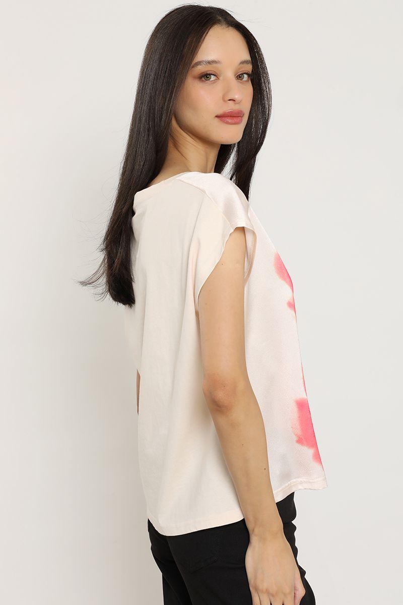 Polera satin, estampado, beige Liola-6