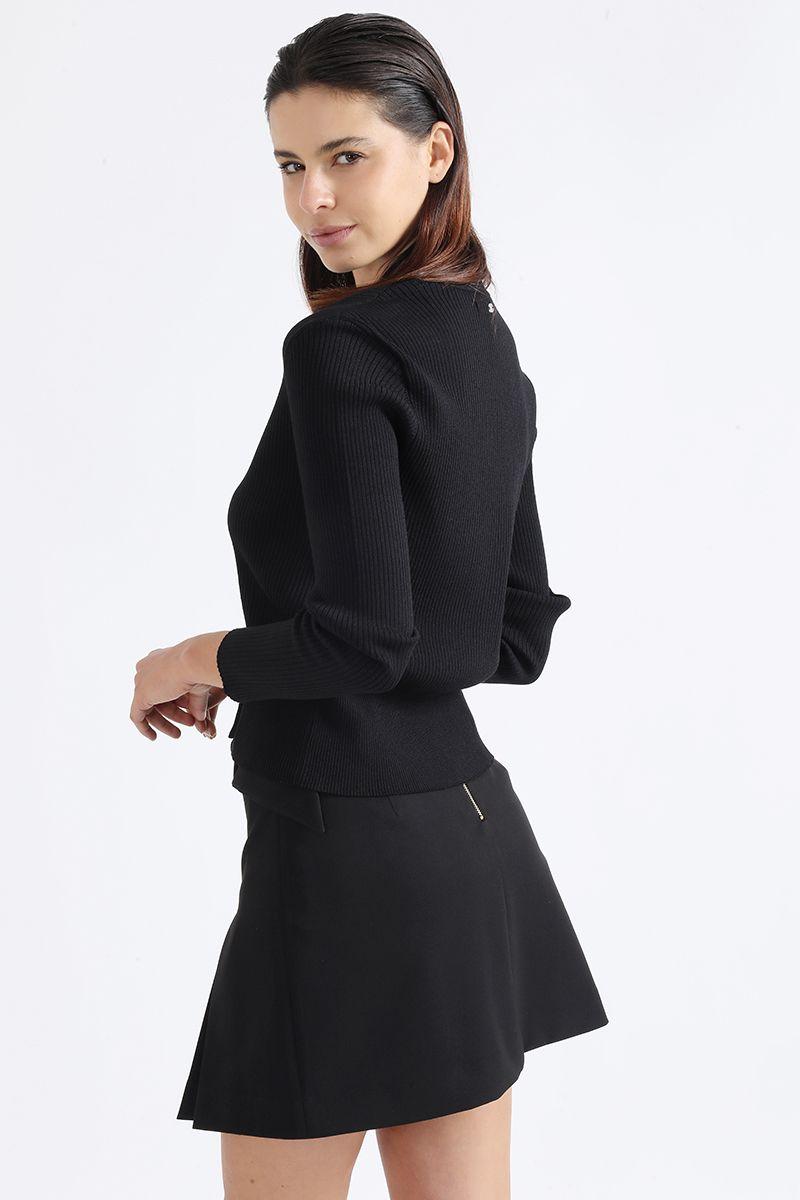 Cardigan Tejido Punto, Boton Fantasia, Negro Liola-3