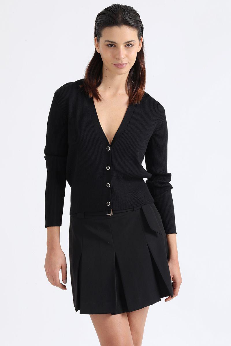 Cardigan Tejido Punto, Boton Fantasia, Negro Liola-5