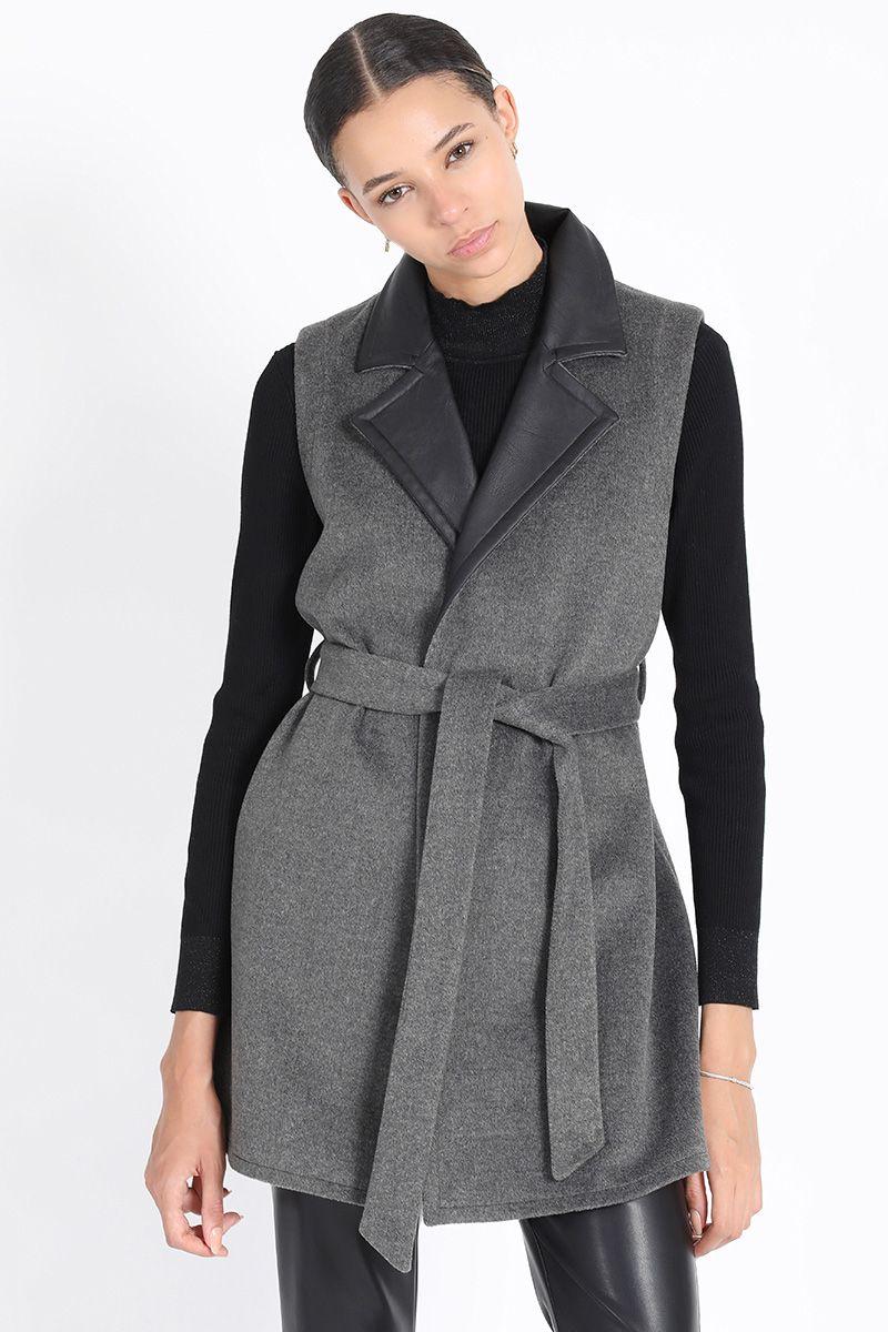 Chaqueton Sin Mangas, Muflon Melange Gris Liola-0