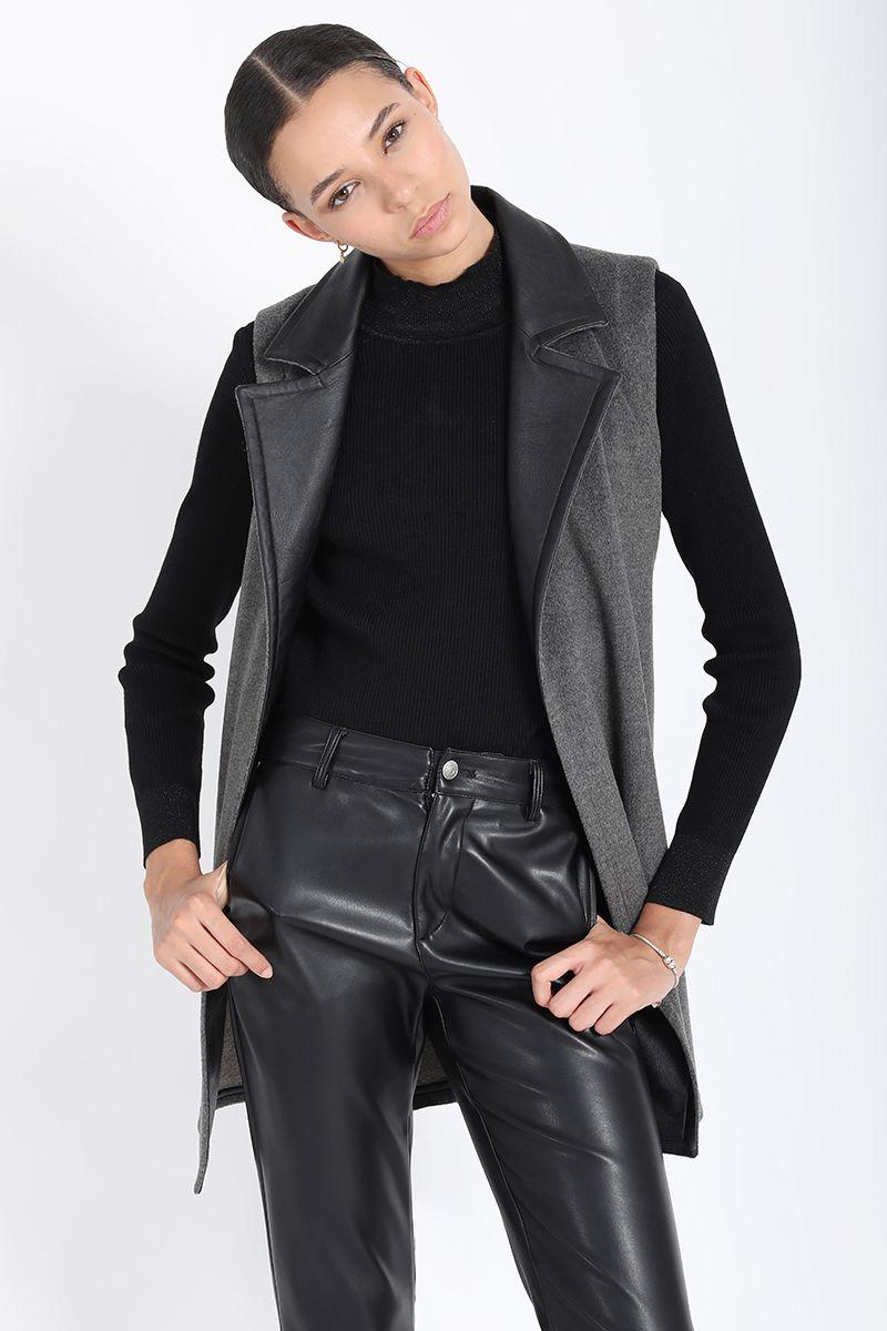 Chaqueton Sin Mangas, Muflon Melange Gris Liola-4