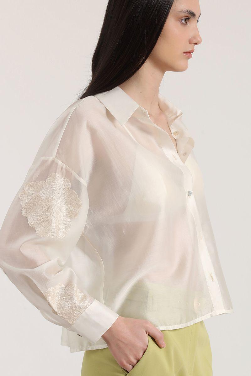 Blusa transparente bordado Liola mujer crudo-3