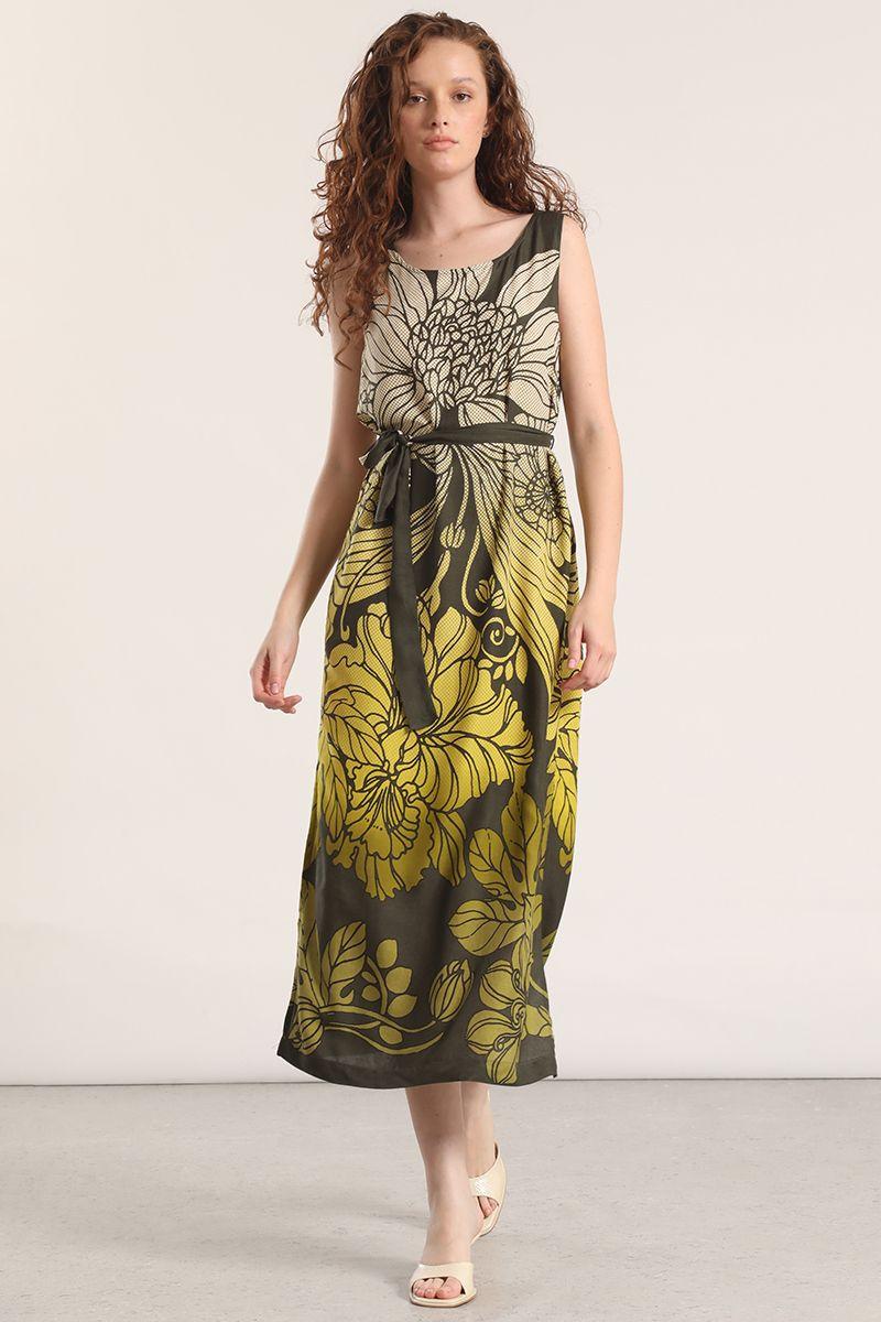 Vestido midi estampado Liola mujer verde-0