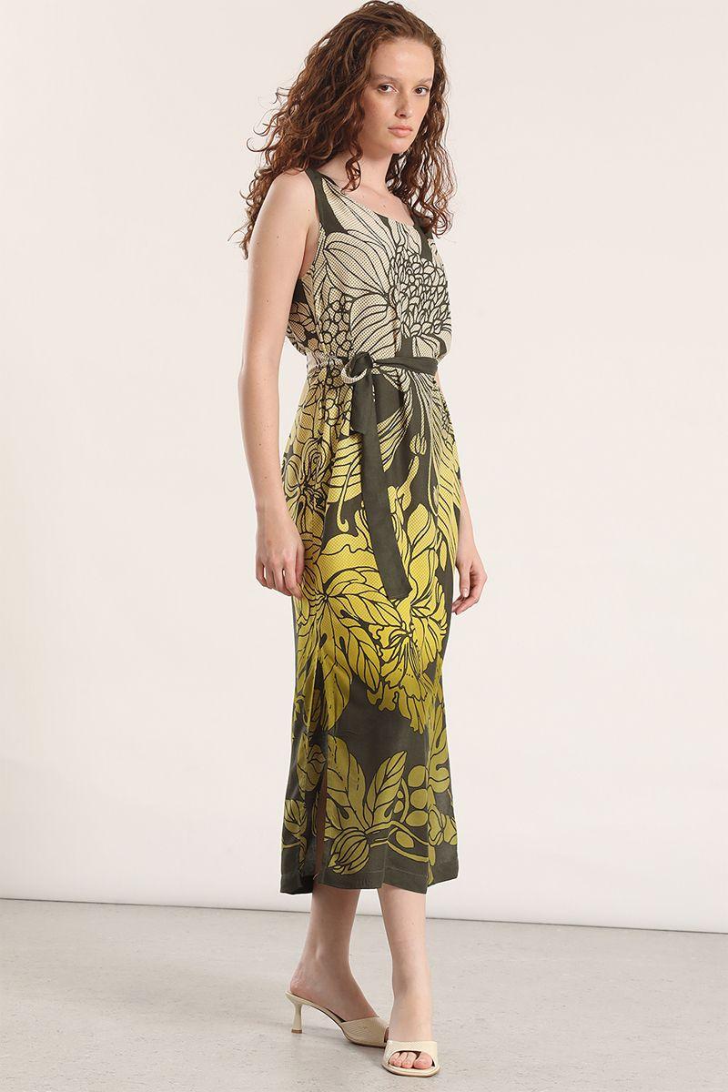 Vestido midi estampado Liola mujer verde-1
