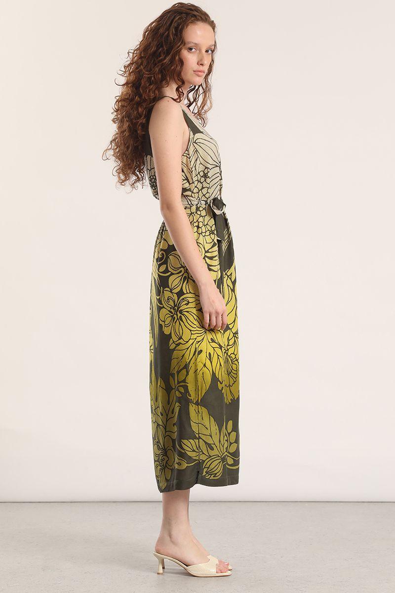 Vestido midi estampado Liola mujer verde-3