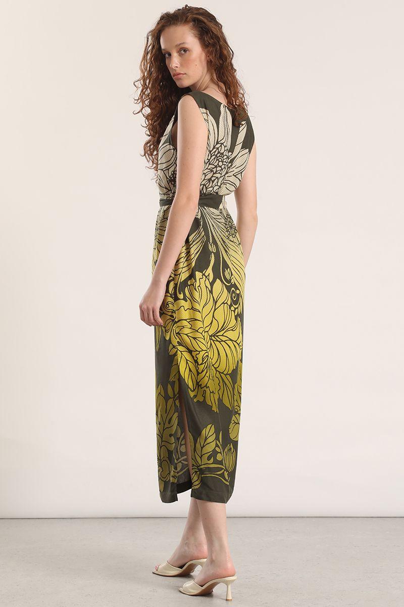 Vestido midi estampado Liola mujer verde-4
