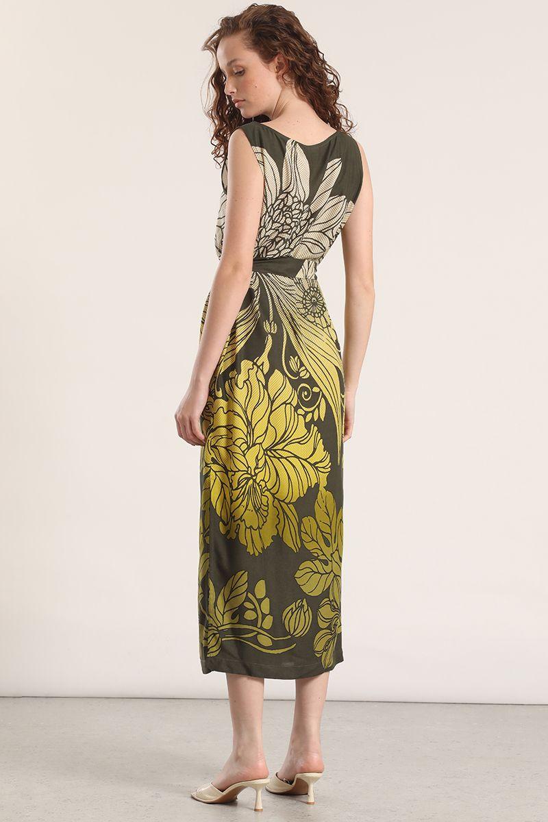 Vestido midi estampado Liola mujer verde-5