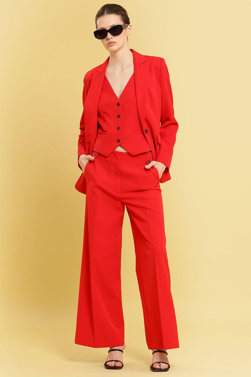Pantalon cropped wide, rojo Liola-6