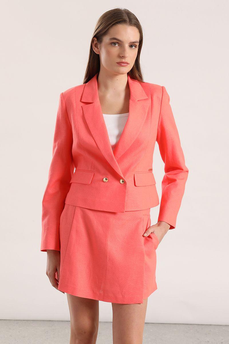 Blazer cropped lino Liola mujer coral-0