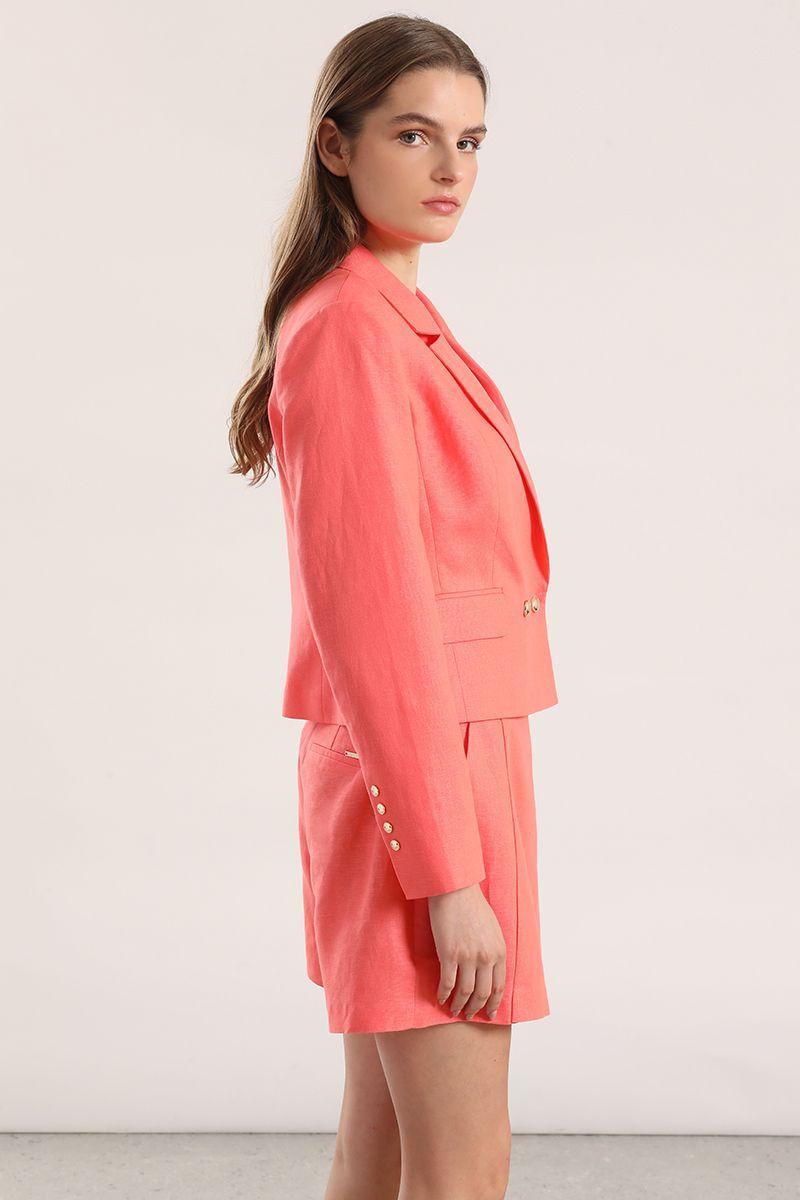 Blazer cropped lino Liola mujer coral-2