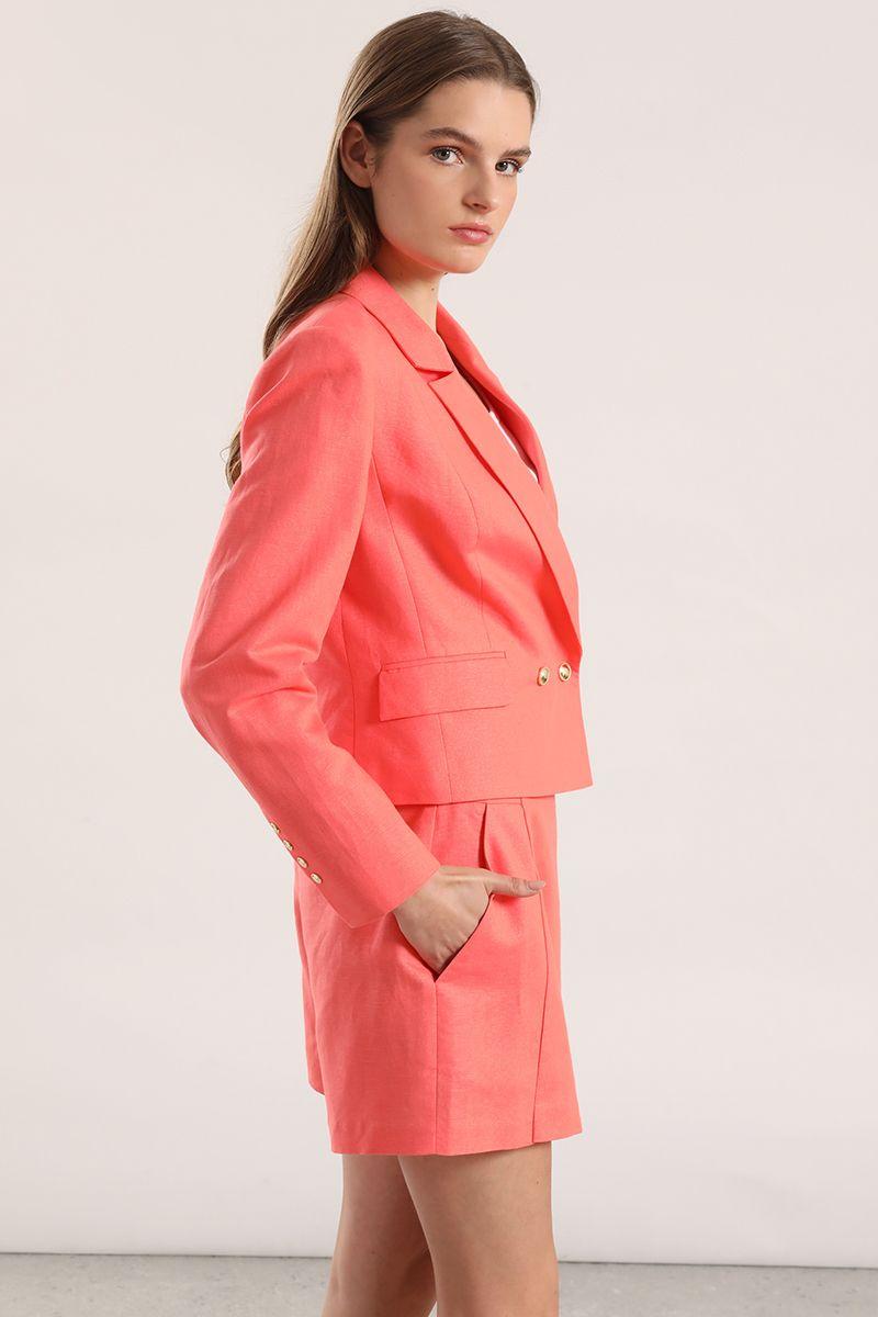 Blazer cropped lino Liola mujer coral-4