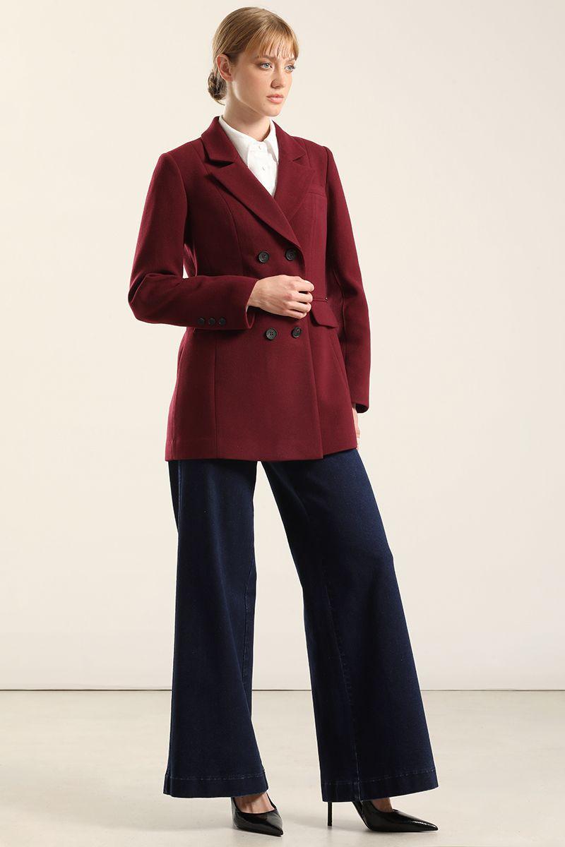 Blazer Entallado Doble Cruce, Vino Liola-1