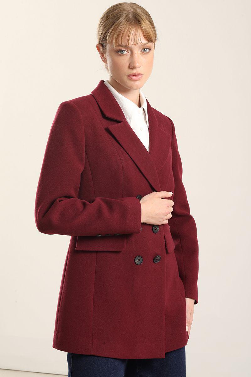 Blazer Entallado Doble Cruce, Vino Liola-2