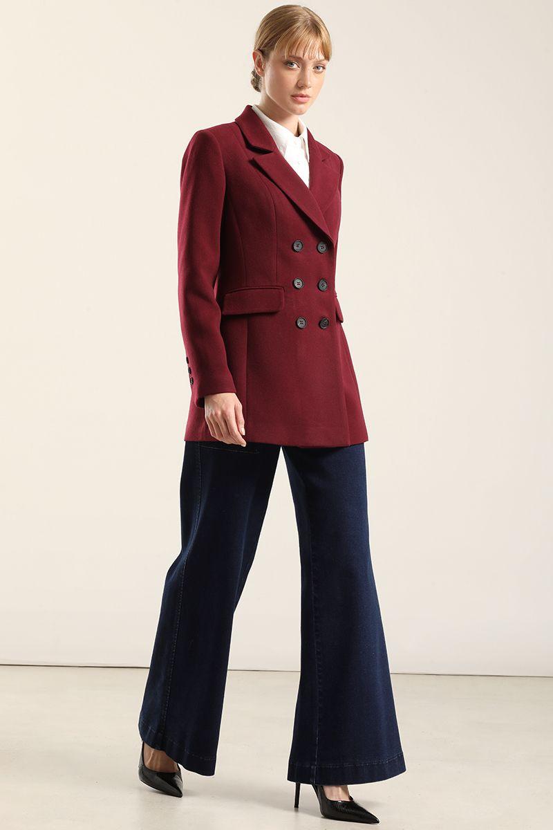 Blazer Entallado Doble Cruce, Vino Liola-3