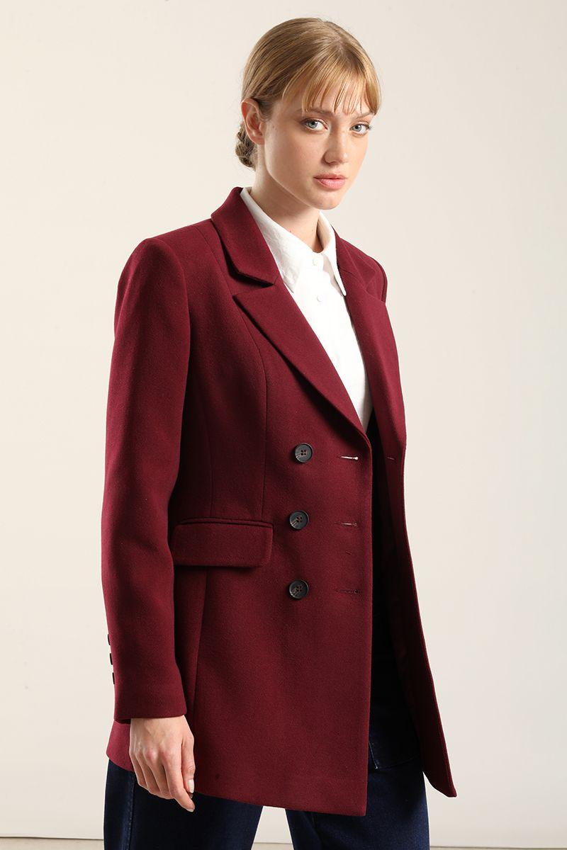 Blazer Entallado Doble Cruce, Vino Liola-4