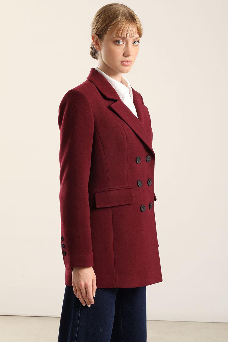 Blazer Entallado Doble Cruce, Vino Liola-5