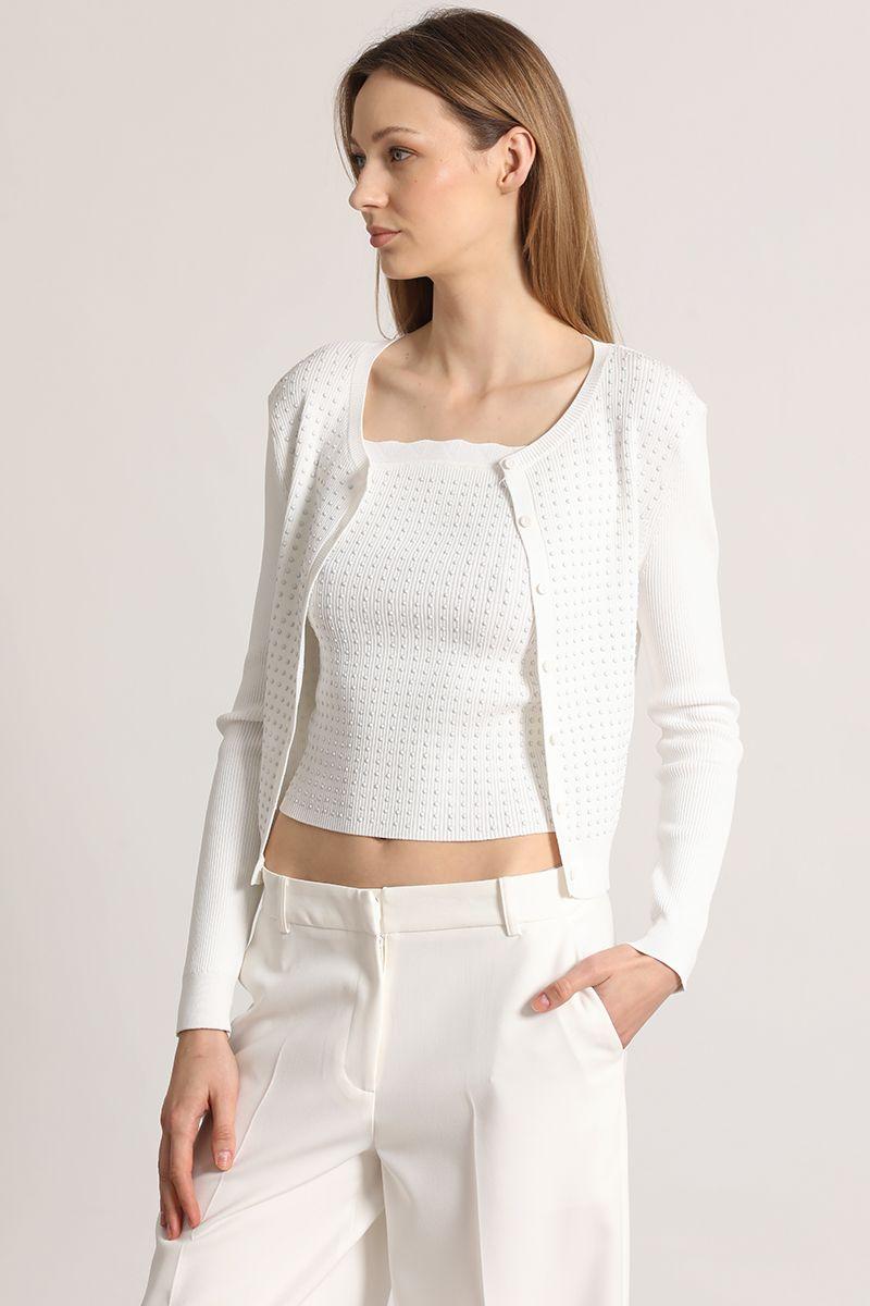 Cardigan tejido liola mujer crudo-0