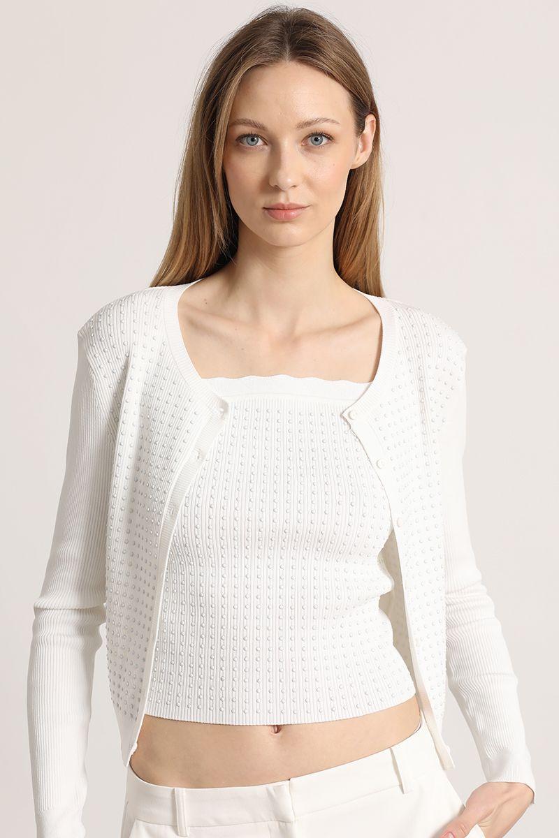 Cardigan tejido liola mujer crudo-5