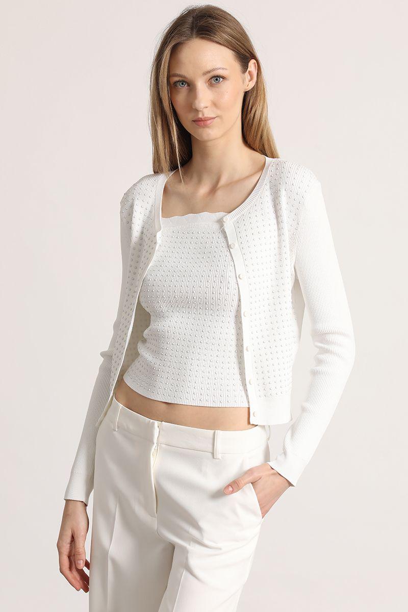 Cardigan tejido liola mujer crudo-6