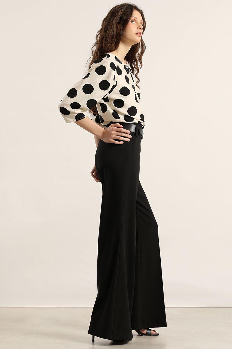 Pantalon flare con cinturon, negro Liola-3
