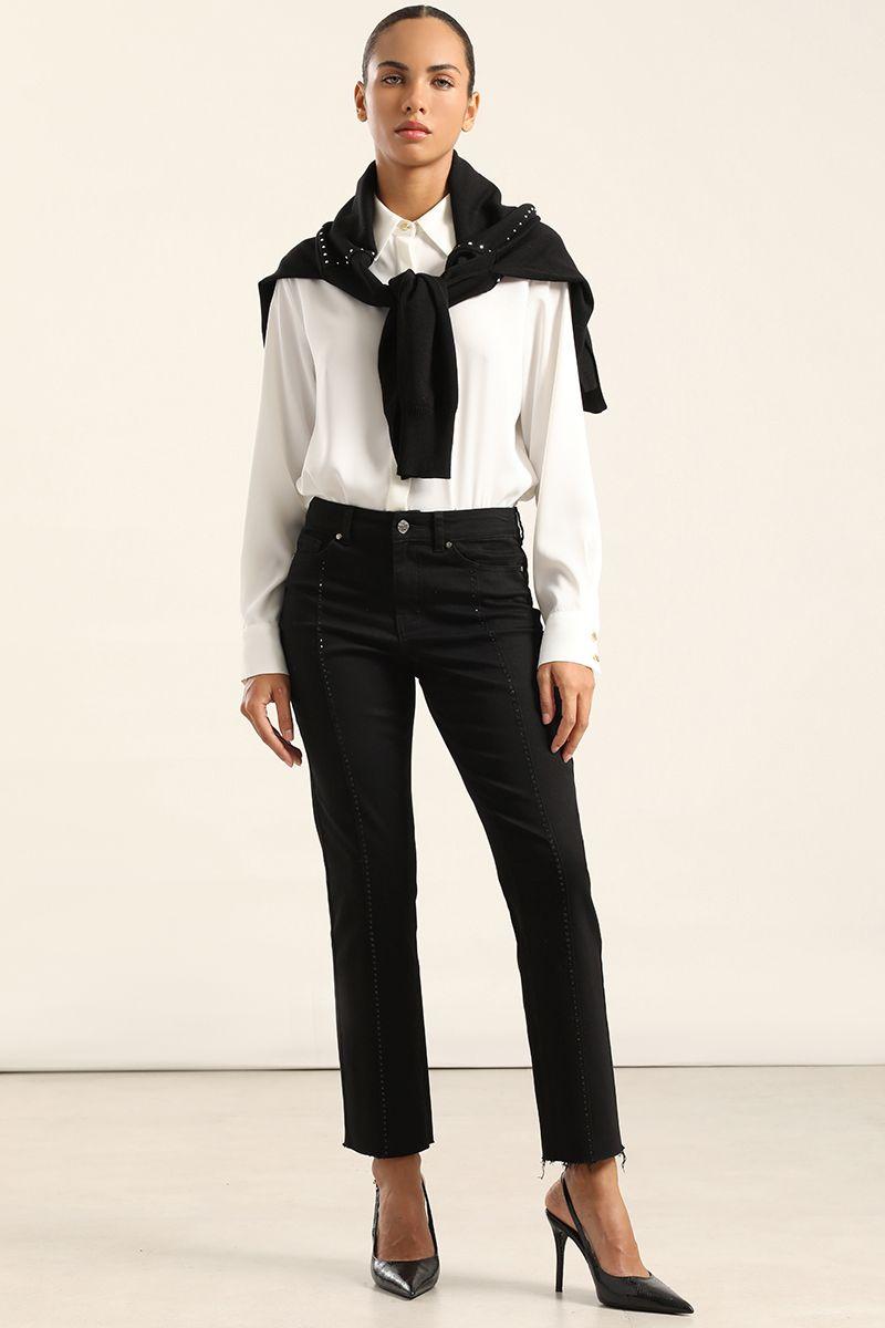 Jeans Color Slim Push Up, Negro Liola-0