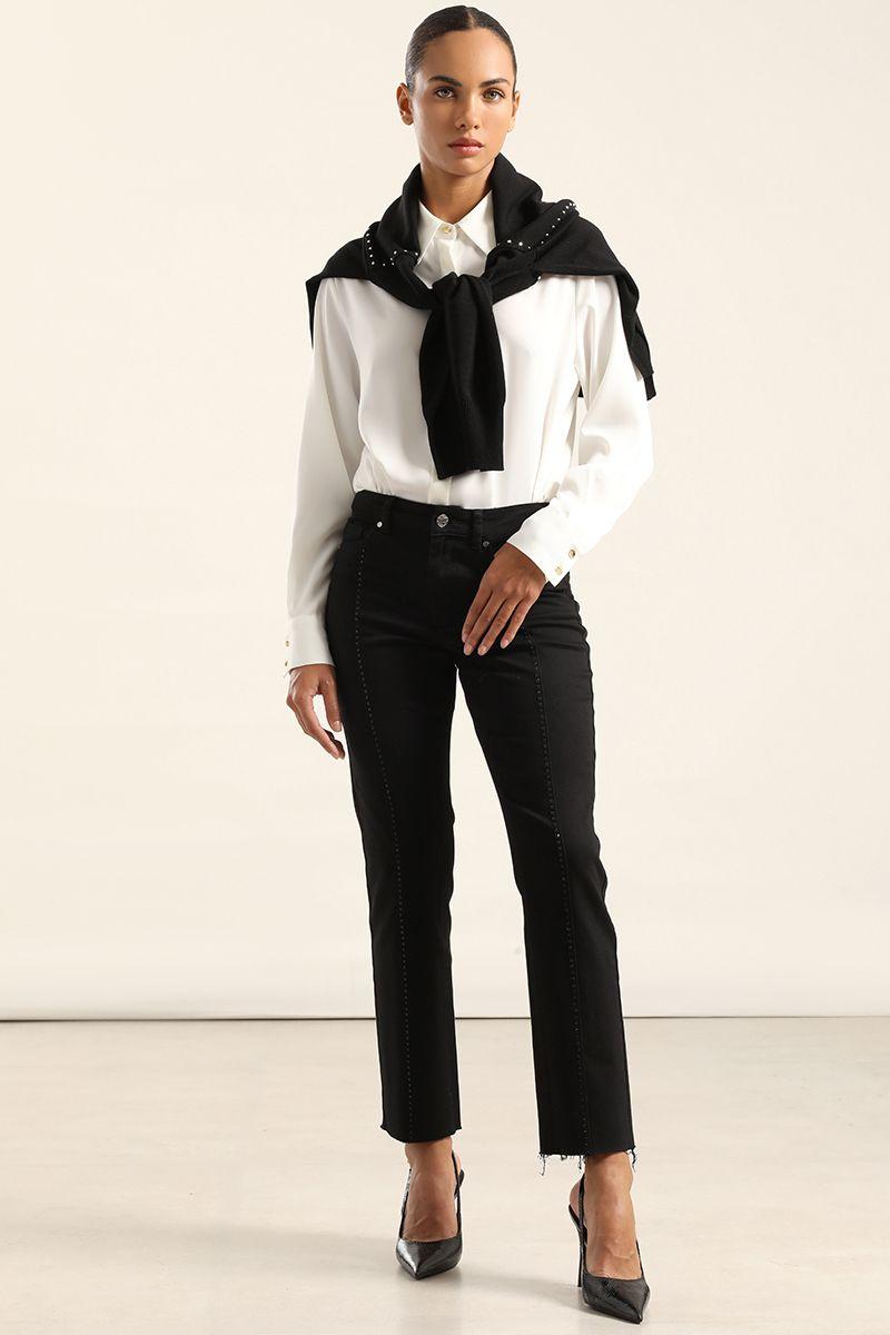 Jeans Color Slim Push Up, Negro Liola-2