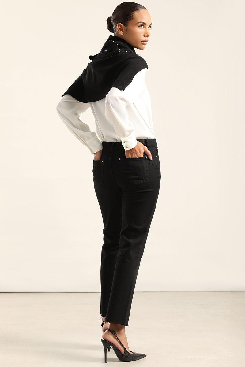 Jeans Color Slim Push Up, Negro Liola-4