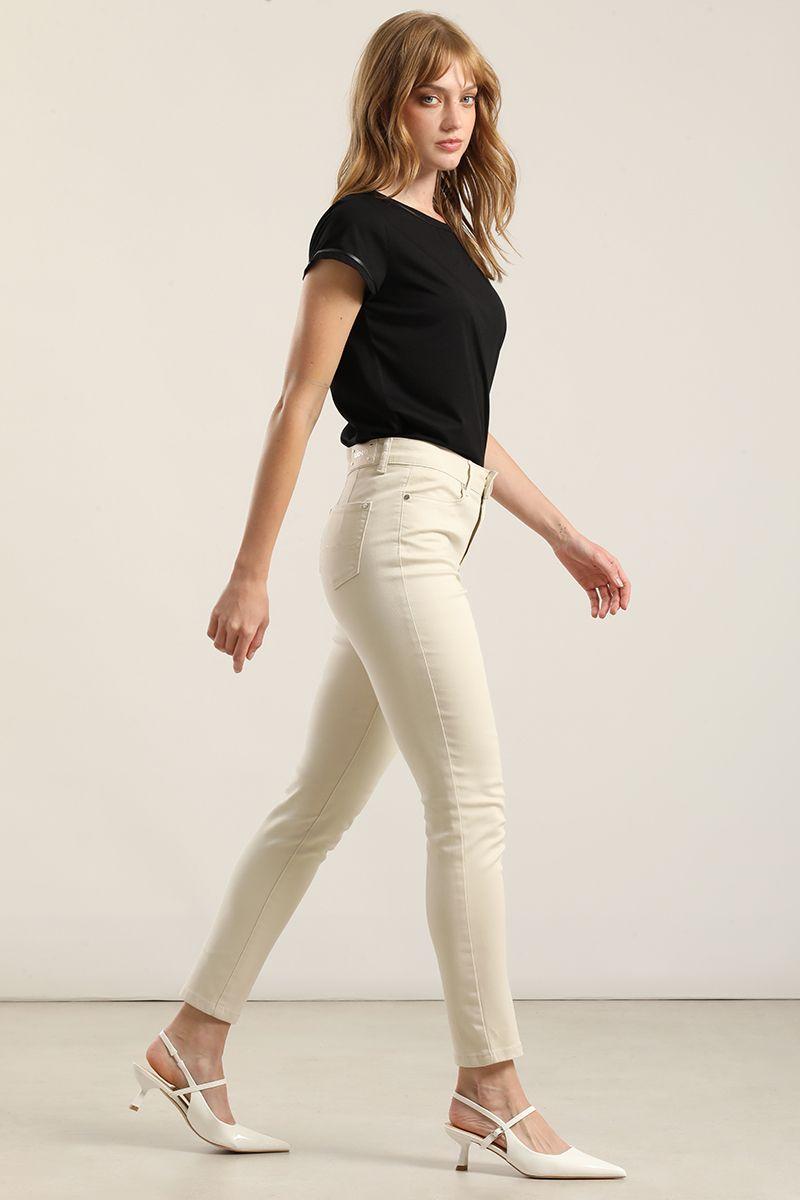 Jeans color skinny, beige Liola-3