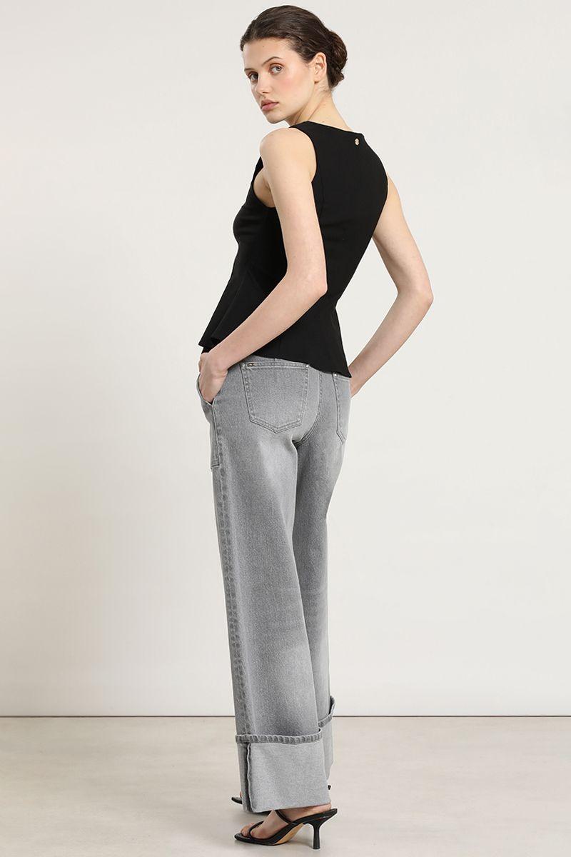 Jeans straight, push up, gris Liola-2