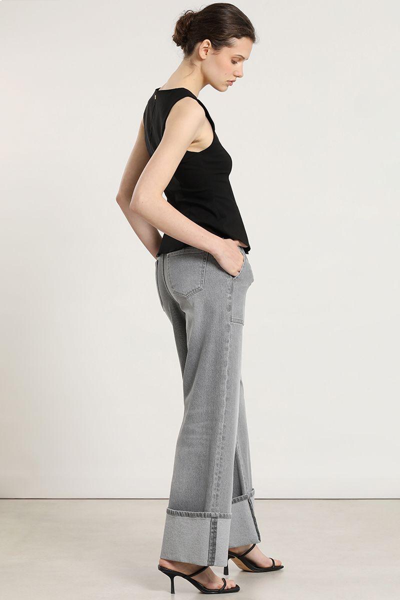 Jeans straight, push up, gris Liola-3