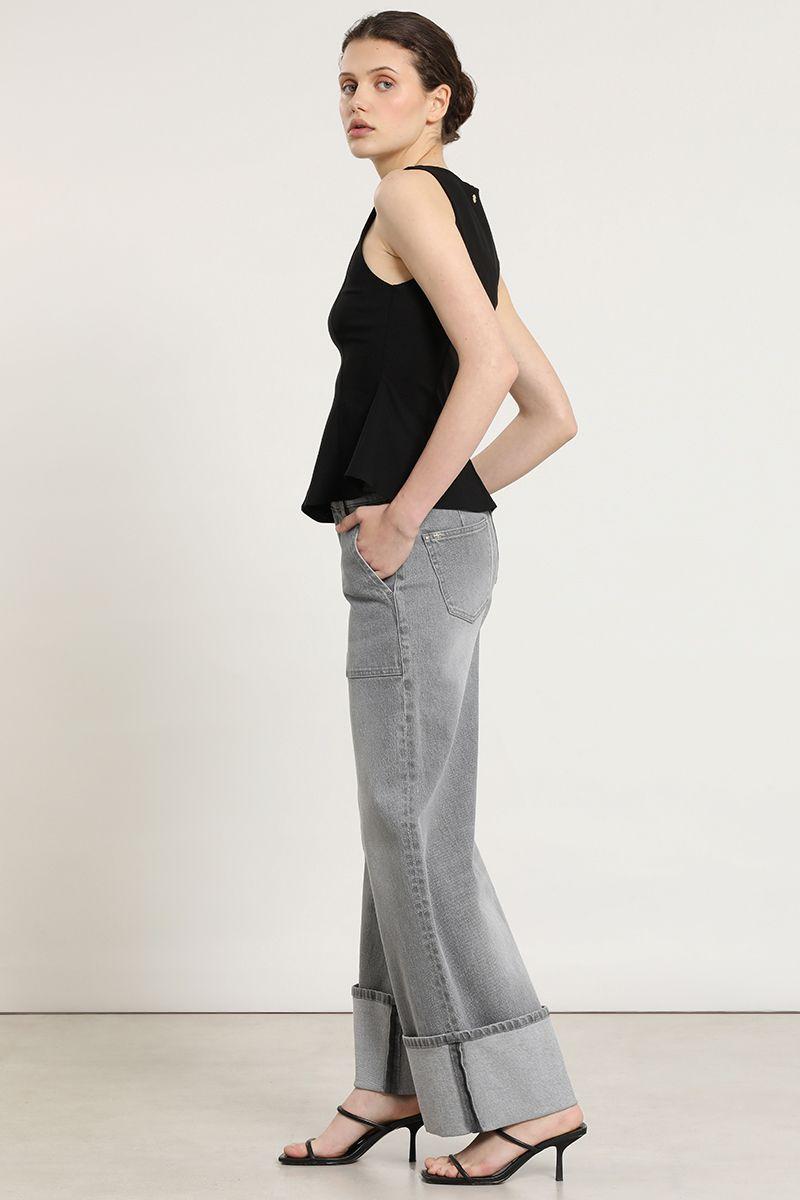 Jeans straight, push up, gris Liola-4