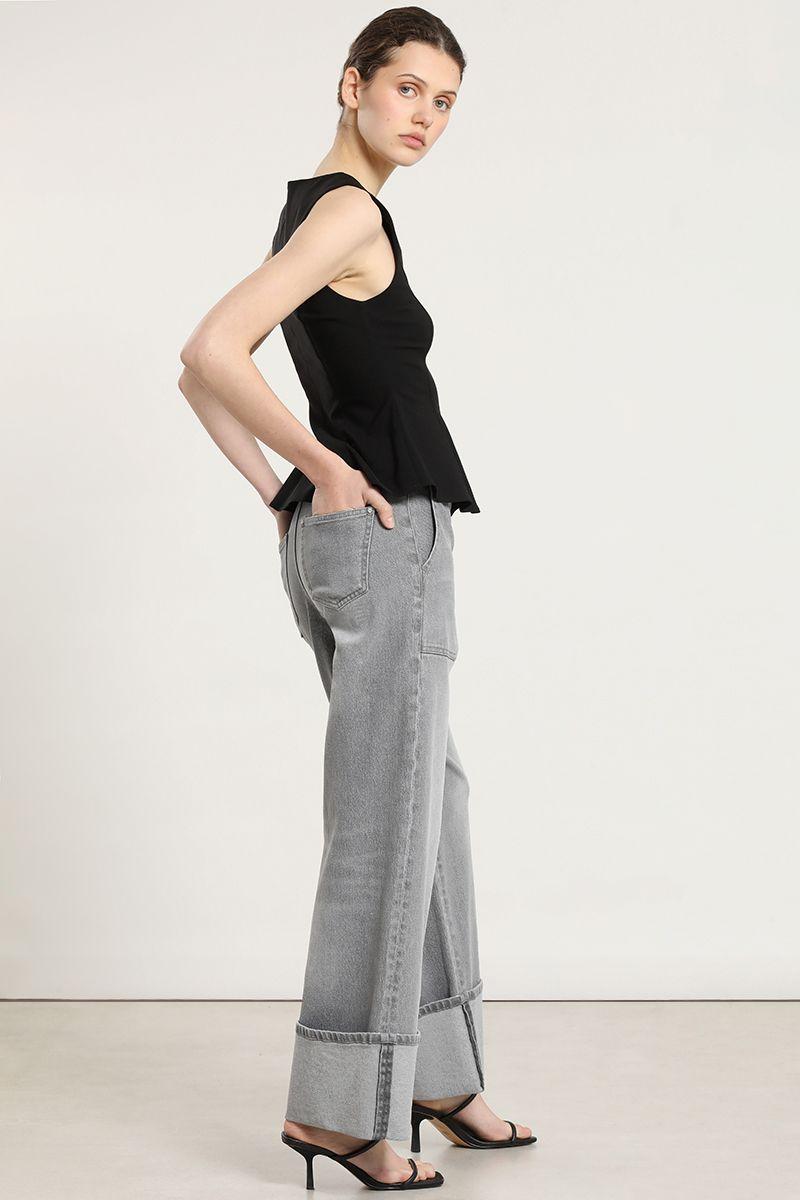 Jeans straight, push up, gris Liola-5