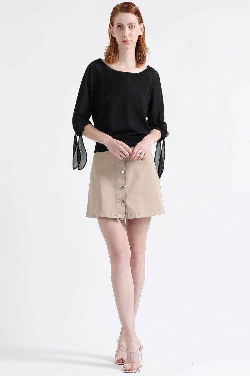 Tejido Punto Mix Con Amarras, Negro Liola-1