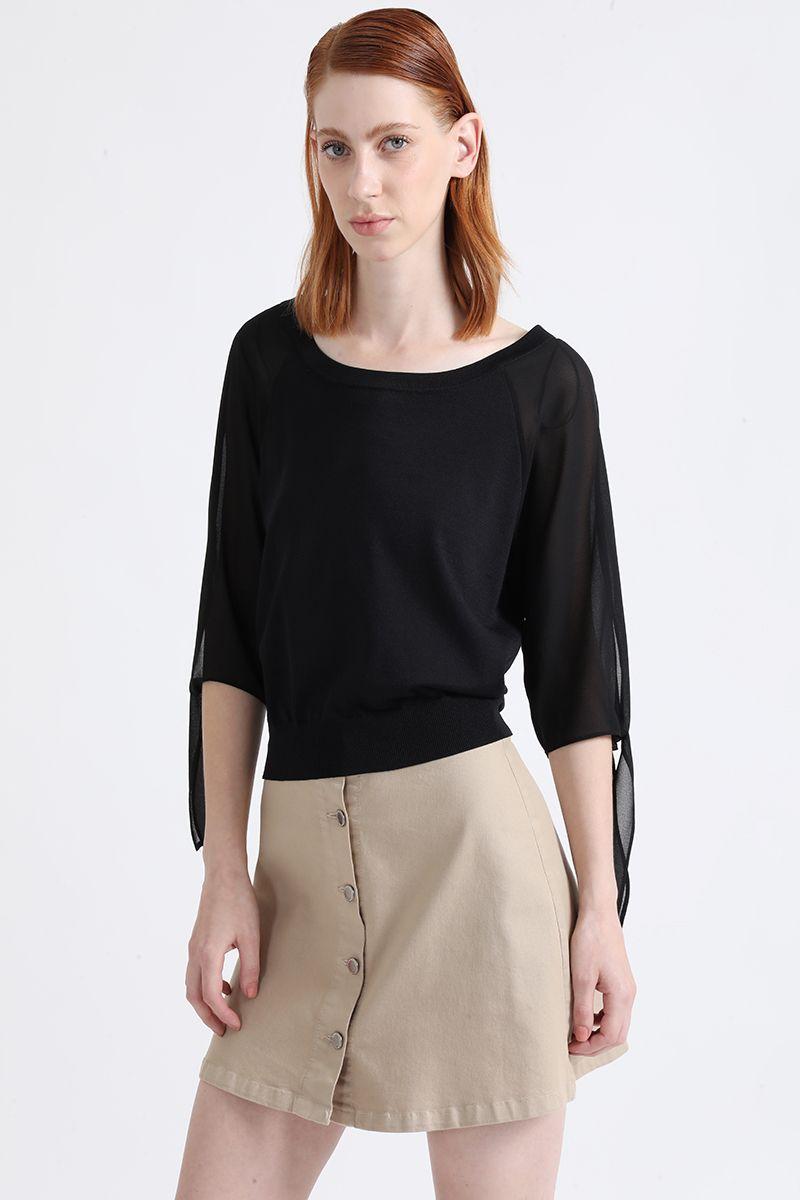 Tejido Punto Mix Con Amarras, Negro Liola-2