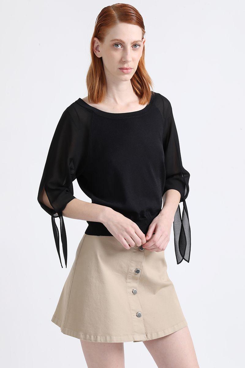 Tejido Punto Mix Con Amarras, Negro Liola-3