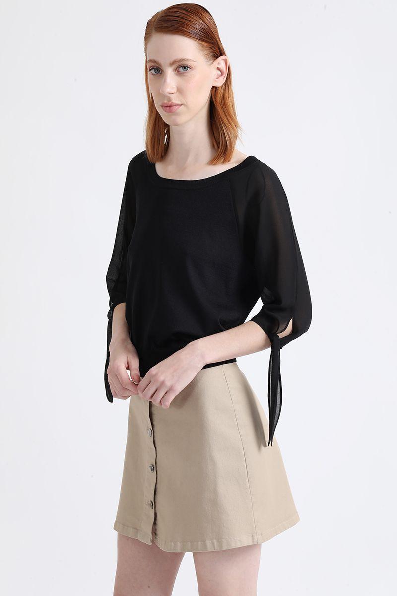 Tejido Punto Mix Con Amarras, Negro Liola-4