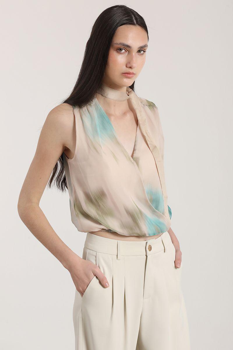 Blusa semitransparente estampada liola mujer verde-0