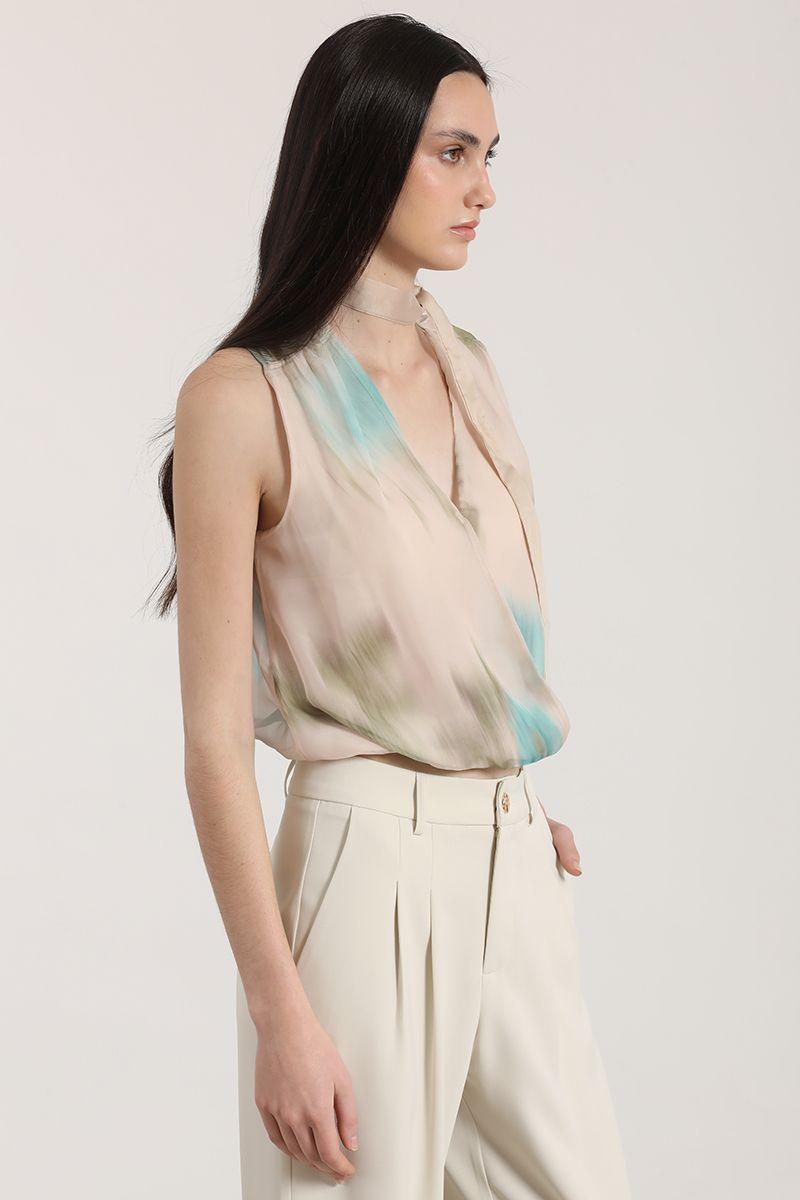 Blusa semitransparente estampada liola mujer verde-1